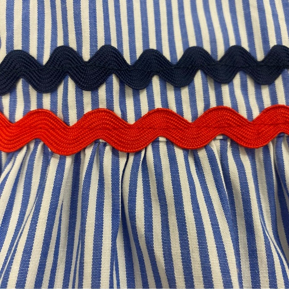 J. Crew Striped Maxi Dress Red and Navy Rick Rack Trim Size 14 Backyard BBQ - Picture 5 of 7